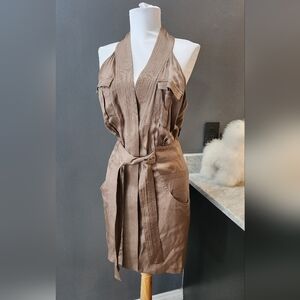 Bebe Khaki-olive Sleeveless Halter Dress Size 6